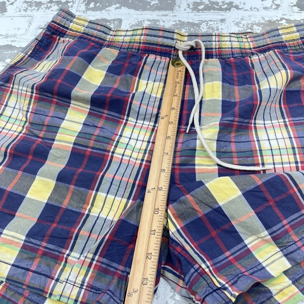 Vintage Polo Ralph Lauren Swim Trunks Men XL Blue Bored Shorts 90s Tartan Plaid‎